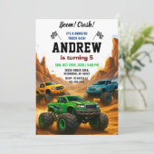 個人モンスタートラックパーティー誕生日for kid 招待状 (スタンド正面)