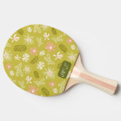 個人ユニーク用スタイリッシュグリーンとピンクのフローラ 卓球ラケット (横)