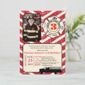 個人ヴィンテージファイアマン誕生日と写真 招待状 (スタンド正面)