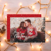 個人写真メリークリスマスレッドホリデーカード シーズンカード