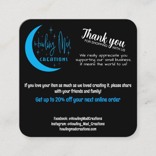 個人割引カード スクエア名刺 (正面)