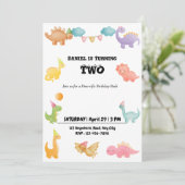 個人化された恐竜の誕生日パーティーの招待状 招待状 (スタンド正面)