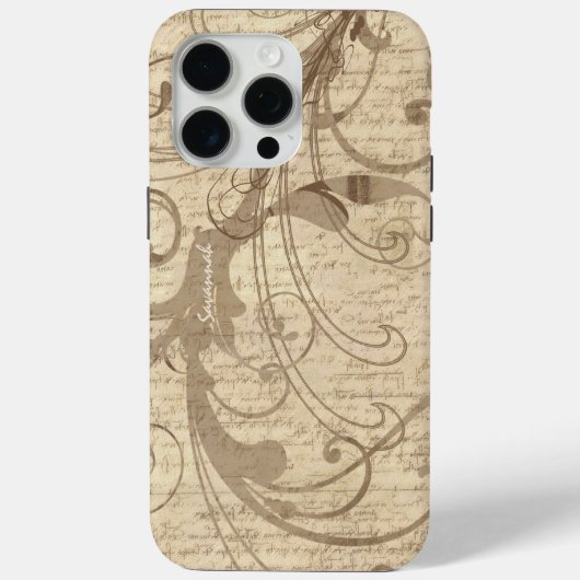 個人化された書ヴィンテージの渦巻きiPhone Case-Mate iPhoneケース (裏面)