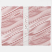 個人化して下さい: ガーリーなパステル調ピンクのフェイクなサテンの生地 フリースブランケット (正面(横))