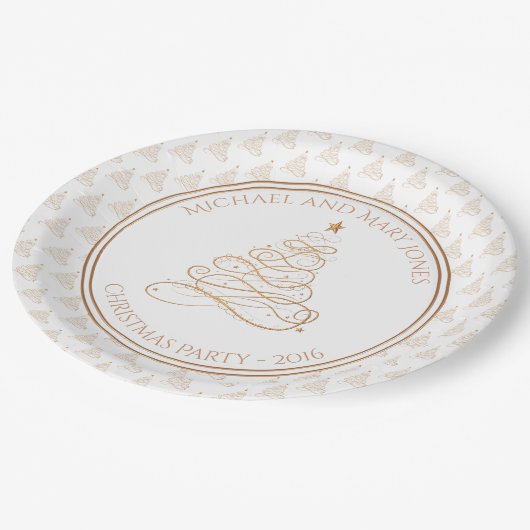 個人化して下さい: "クリスマス・パーティ"の金木 ペーパープレート (アングル)