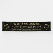 個人化して下さい: テーマ大きい4 - 0が黒によっておよび金ゴールドはパーティを楽しみます 横断幕 (横)