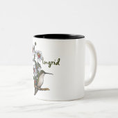 個人化して下さい: デイジー、ハチドリ、てんとう虫: 芸術 ツートーンマグカップ (正面右)