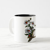 個人化して下さい: デイジー、ハチドリ、てんとう虫: 芸術 ツートーンマグカップ (正面左)