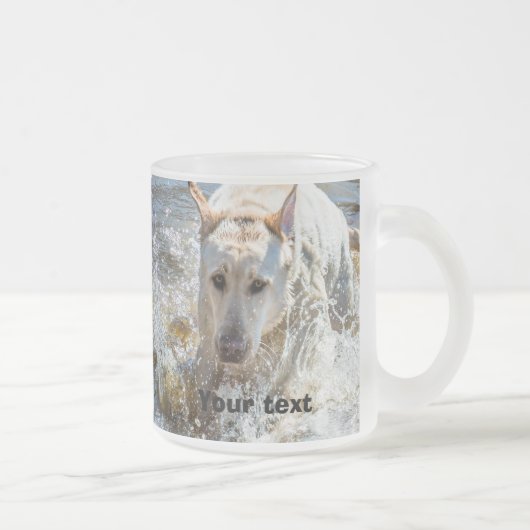 個人化して下さい:  ラブラドールの写真の遊を黄色にして下さい フロストグラスマグカップ (右)