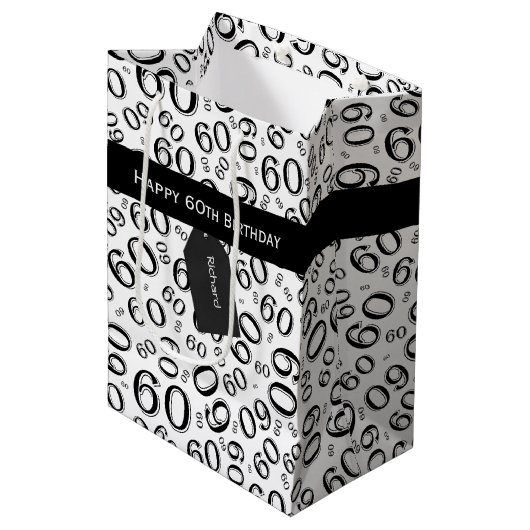 個人化して下さい: 丘の第60誕生日のテーマに ミディアムペーパーバッグ (正面アングル)