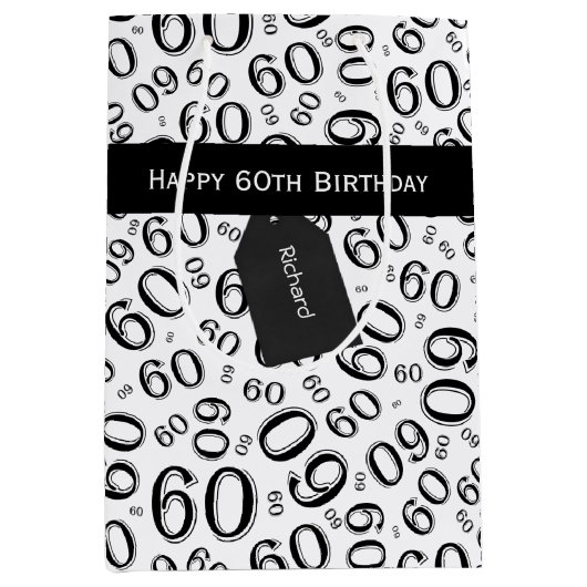 個人化して下さい: 丘の第60誕生日のテーマに ミディアムペーパーバッグ (正面)