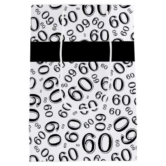 個人化して下さい: 丘の第60誕生日のテーマに ミディアムペーパーバッグ (裏面)