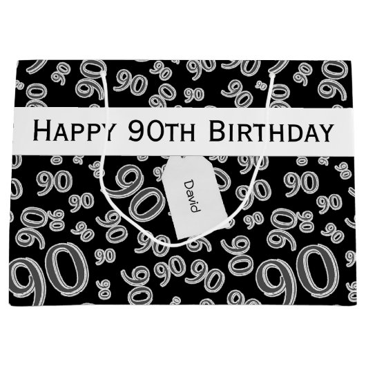 個人化して下さい: 丘の第90誕生日のテーマに ラージペーパーバッグ (正面)