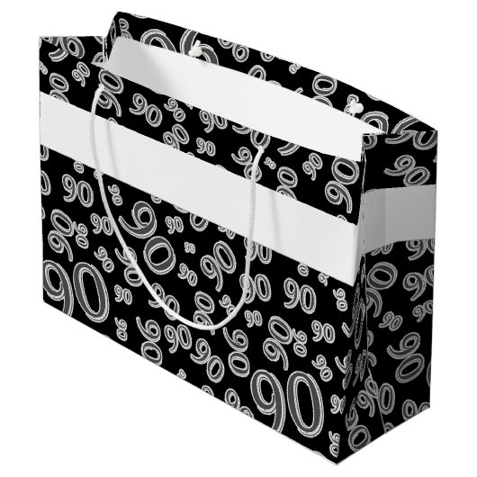 個人化して下さい: 丘の第90誕生日のテーマに ラージペーパーバッグ (裏面アングル)