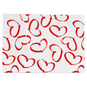 個人化して下さい: 幸せなバレンタインのハートおよび弓(l) ラージペーパーバッグ (裏面)