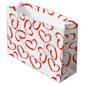 個人化して下さい: 幸せなバレンタインのハートおよび弓(l) ラージペーパーバッグ (裏面アングル)