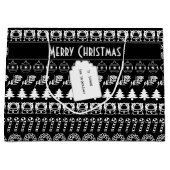 個人化して下さい: 白黒クリスマスは縞で飾ります ラージペーパーバッグ