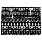 個人化して下さい: 白黒クリスマスは縞で飾ります ラージペーパーバッグ