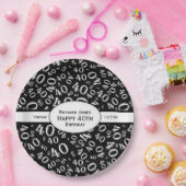 個人化して下さい:  白黒第40誕生日のテーマ ペーパープレート (パーティー)