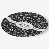 個人化して下さい:  白黒第40誕生日のテーマ ペーパープレート (アングル)