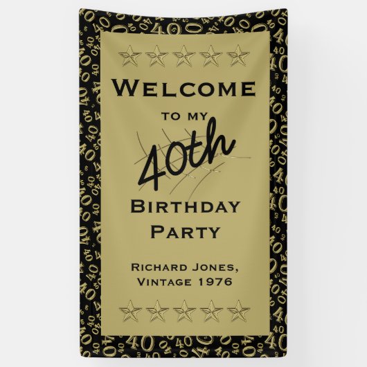 個人化して下さい: 私の第40誕生会への歓迎 横断幕 (縦)