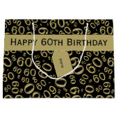 個人化して下さい: 第60誕生日の金ゴールドか黒いテーマ ラージペーパーバッグ (正面)