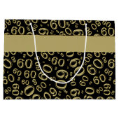 個人化して下さい: 第60誕生日の金ゴールドか黒いテーマ ラージペーパーバッグ (裏面)