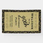 個人化して下さい: 第90誕生会-黒--を歓迎して下さい 横断幕 (横)