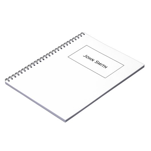 個人化して下さい: 組み立てられたモダンでミニマルな黒い及び白 ノートブック (左側)