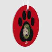 (個人化して下さい)赤くか黒いクリスマスペット写真の名前 オーナメント (正面)