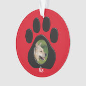 (個人化して下さい)赤くか黒いクリスマスペット写真の名前 オーナメント (正面)