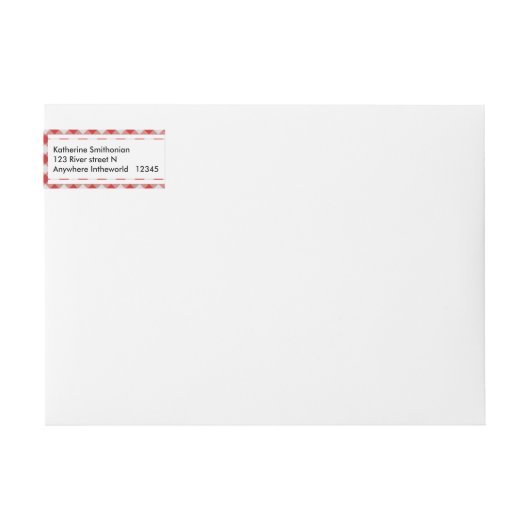 個人化して下さい: 赤と白のギンガムの点検パターン ラップアラウンドラベル (正面)