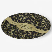 個人化して下さい: 黒および金ゴールドの第90誕生日のテーマ ペーパープレート (アングル)