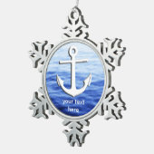 個人化なるべきいかりのグラフィック スノーフレークピューターオーナメント (右)