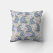 個人化なるべきカスタムで青いユニコーン クッション (裏面)