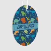 個人化なるべきカラフルな恐竜パターン オーナメント (正面)