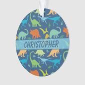 個人化なるべきカラフルな恐竜パターン オーナメント (正面)