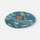 個人化なるべきカラフルな恐竜 ペーパープレート (アングル)