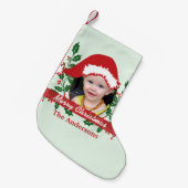 個人化なるべきサンタのカスタムな帽子 スモールクリスマスストッキング (正面 (吊り時))