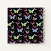 個人名エレガント紫色の鮮やかな蝶なし ノートブック (裏面)