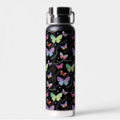 個人名エレガント紫色の鮮やかな蝶 ウォーターボトル (背面)