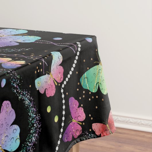 個人名エレガント紫色の鮮やかな蝶 テーブルクロス (インサイチュ)