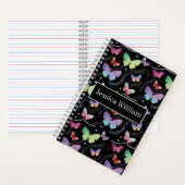 個人名エレガント紫色の鮮やかな蝶 ノートブック (内側)