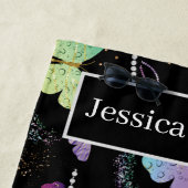 個人名エレガント紫色の鮮やかな蝶 ビーチタオル (インサイチュ)