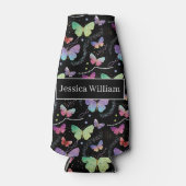 個人名エレガント紫色の鮮やかな蝶 ボトルクーラー (正面)