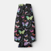 個人名エレガント紫色の鮮やかな蝶 ボトルクーラー (裏面)