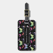 個人名エレガント紫色の鮮やかな蝶 ラゲッジタグ (正面縦)