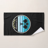 個人名ティール（緑がかった色）ブルーピックボールパドルブラック ハンドタオル (ハンドタオル)