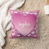 個人名ピンクハート クッション (ブランケット)
