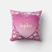 個人名ピンクハート クッション (正面)